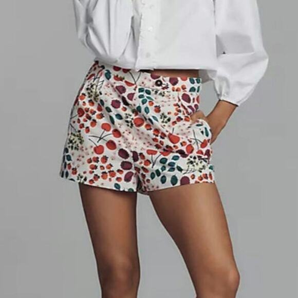 Maeve poplin fruit pleated shorts Size 6 - Picture 1 of 9